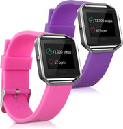 kwmobile 2x horlogeband voor Fitbit Blaze - siliconen band voor fitnesstracker - roze / paars