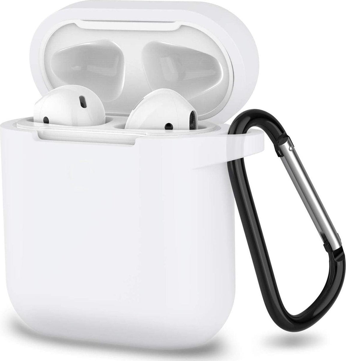 Apple Airpods 1 en 2 ultra dunne siliconen cover - Hoesje - extra dunne Apple Airpods siliconen cover met sleutelhanger - Transparant