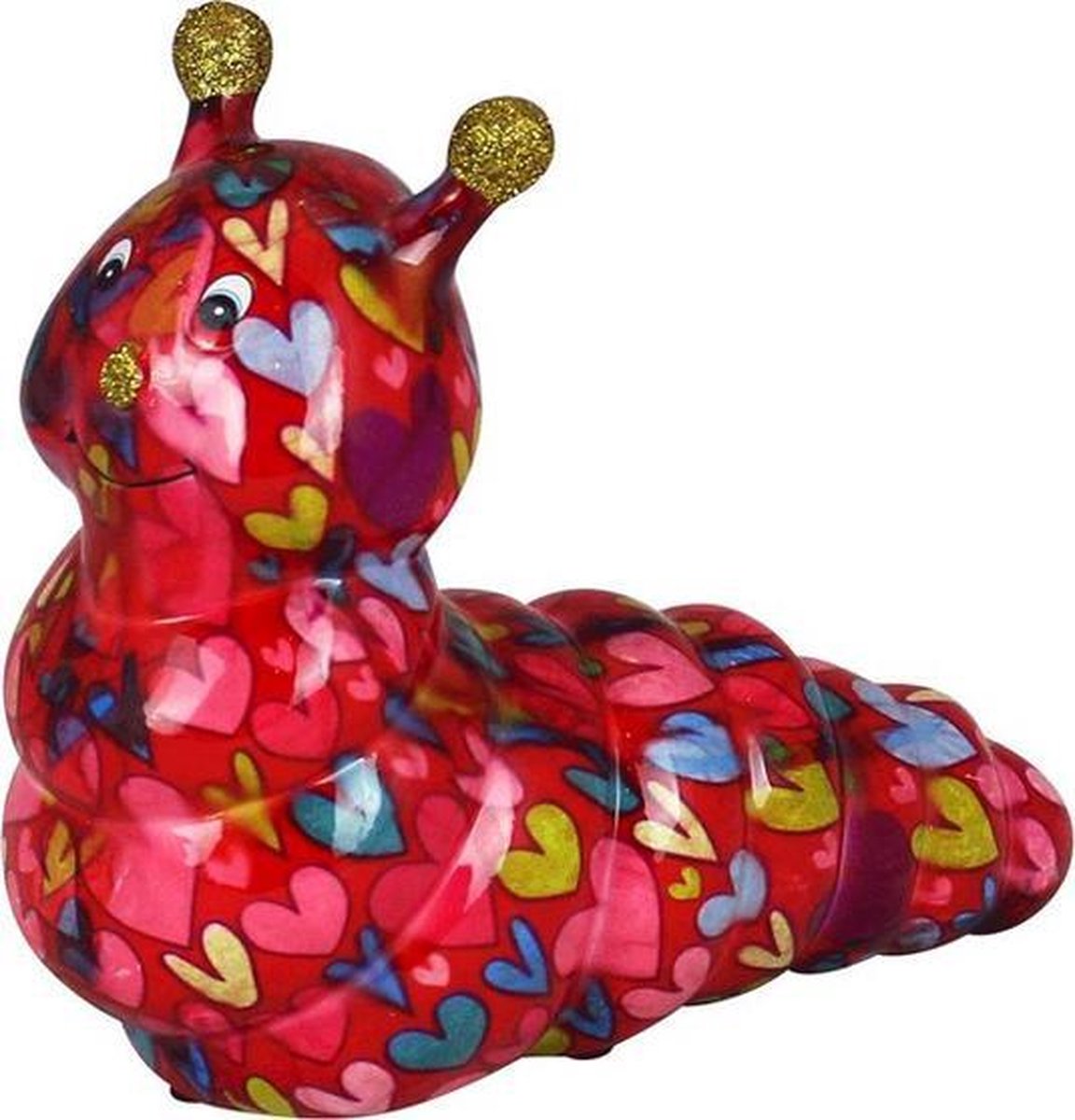 Pomme Pidou Rups Gigi Spaarpot - Rood met hartjes