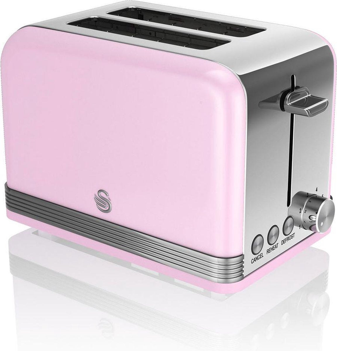 Swan Retro Broodrooster - 4 Sneden - Roze