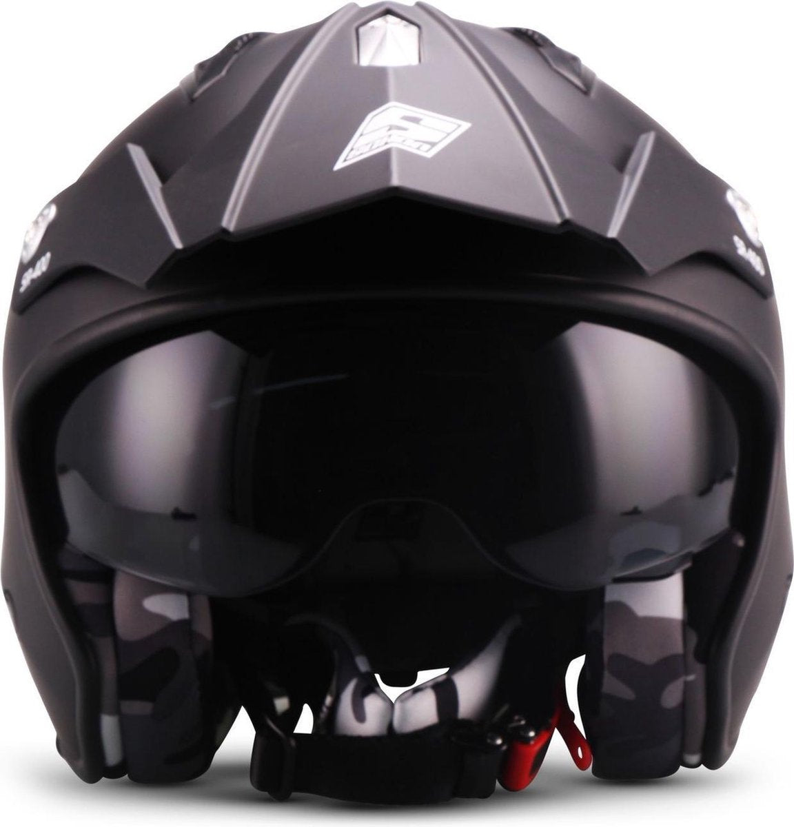 SOXON SR-401 Mono BLACK - Zwarte Zwarte jethelm