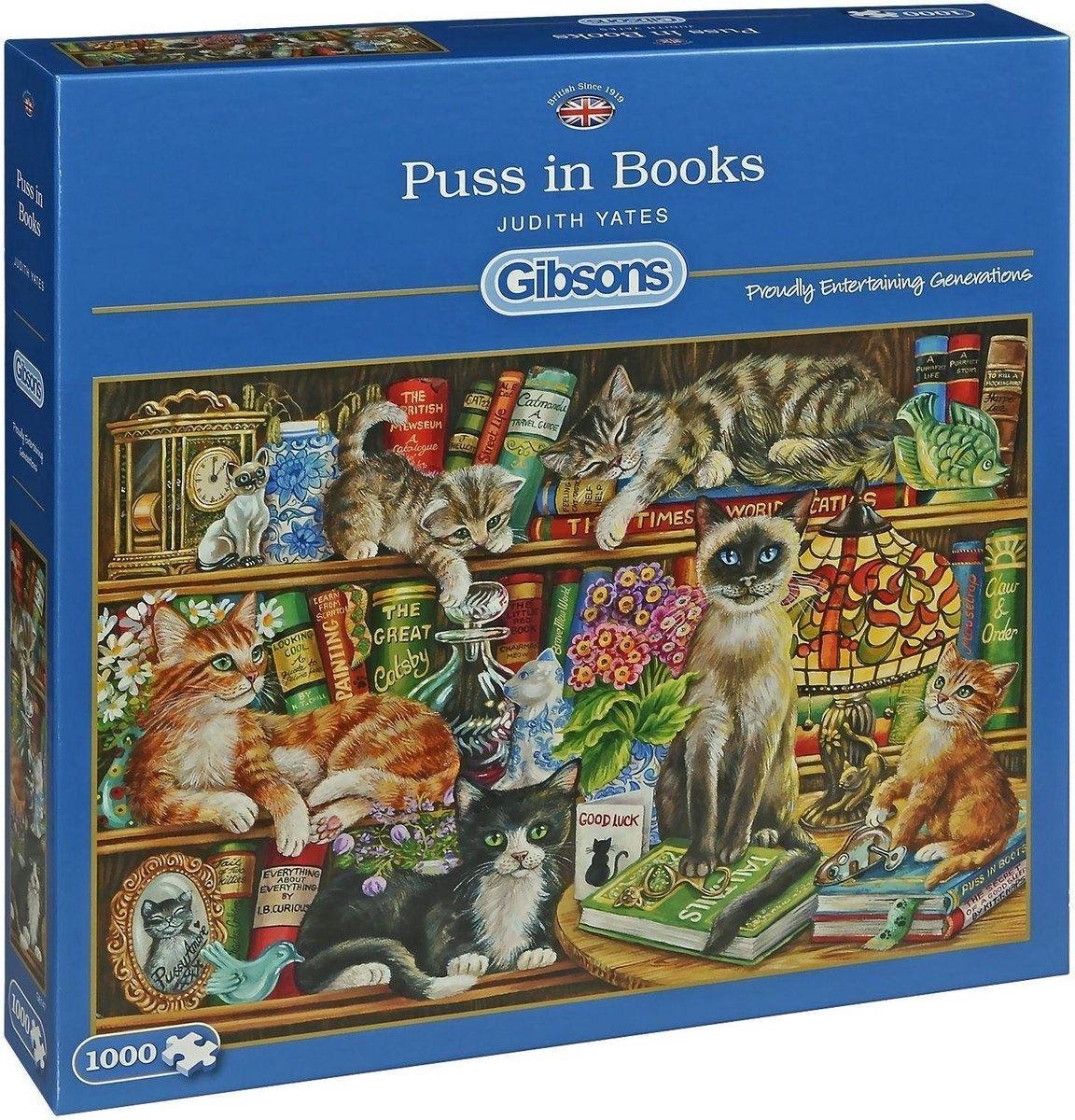 Poezen in boeken/ Puss in Books puzzel 1000 stukjes