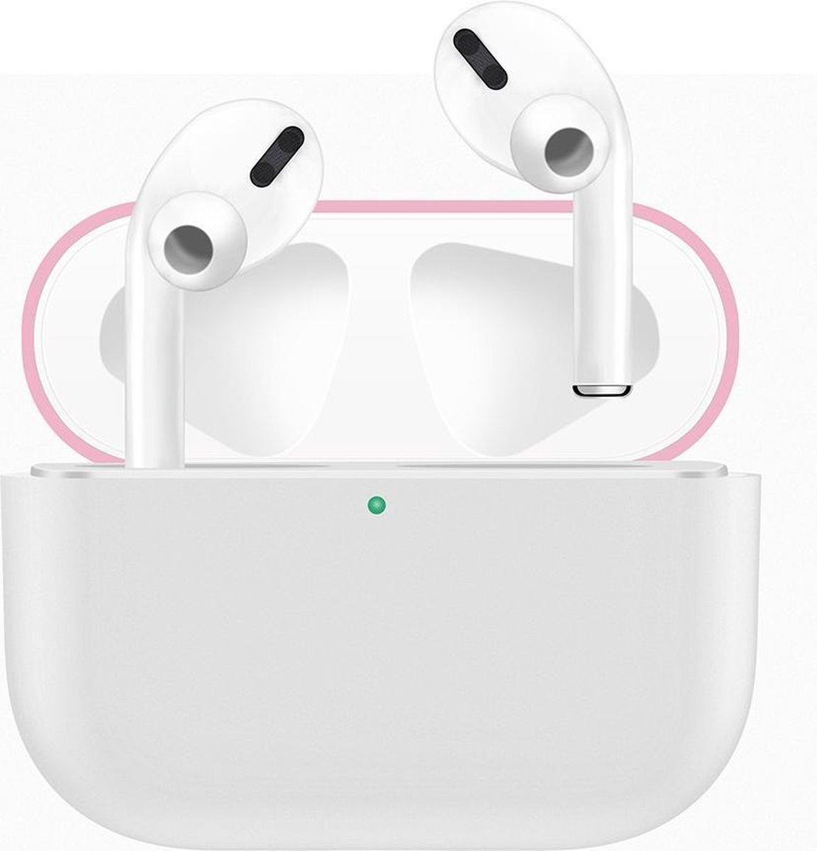 Case Cover Voor Apple Airpods Pro- Siliconen design-Roze-Wit Watchbands-shop.nl