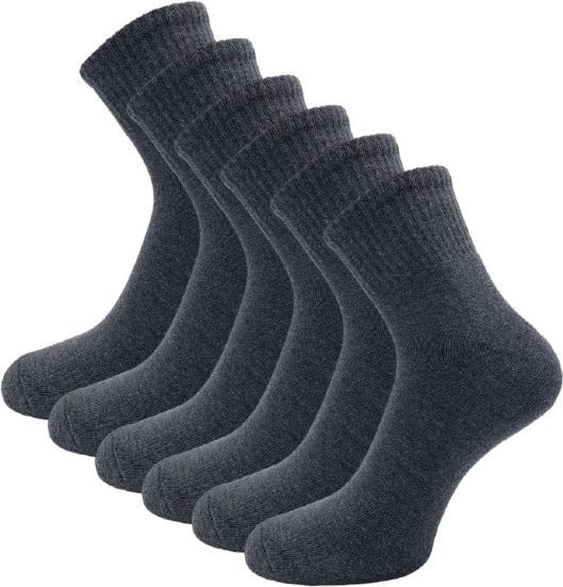 6 paar Badstof Quarter Sneakersokken - SQOTTON - Grijs - Maat 39-42