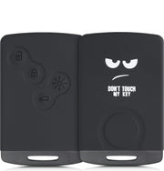 kwmobile autosleutelhoes voor Renault 4-knops autosleutelkaart (alleen Keyless Go) - Siliconen beschermhoes in wit / zwart - Don't Touch My Key design