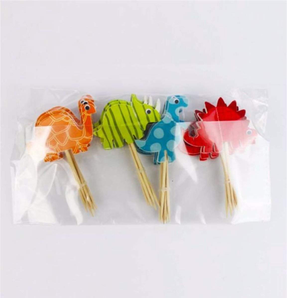 ProductGoods - 48x Leuke Dinosaurus cocktailprikkers | Verjaardag | Sateprikkers | Traktatie | Feest | Cake topper decoratie | Prikkers