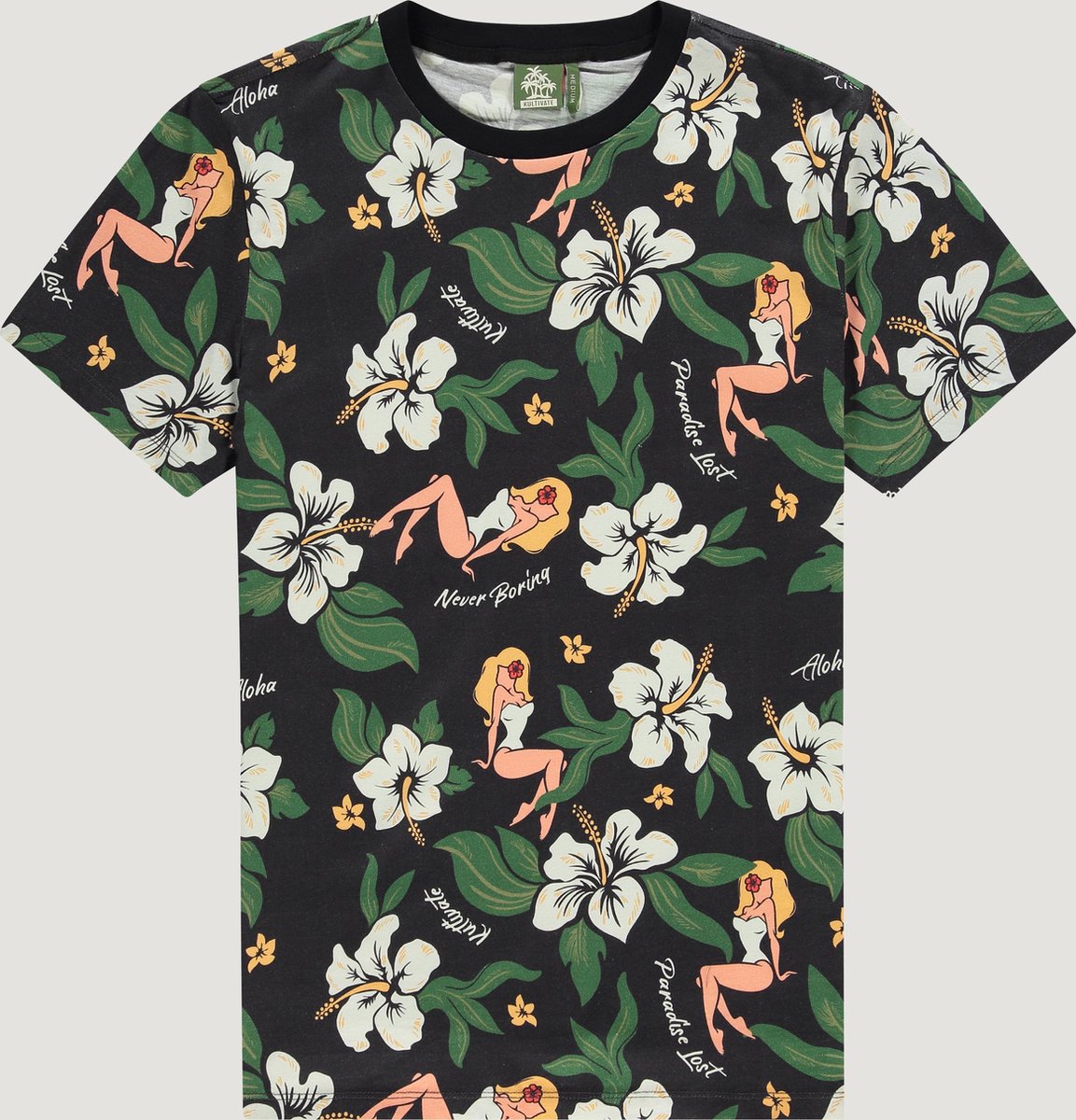 T-shirt Kultivate Zwart dessin maat S