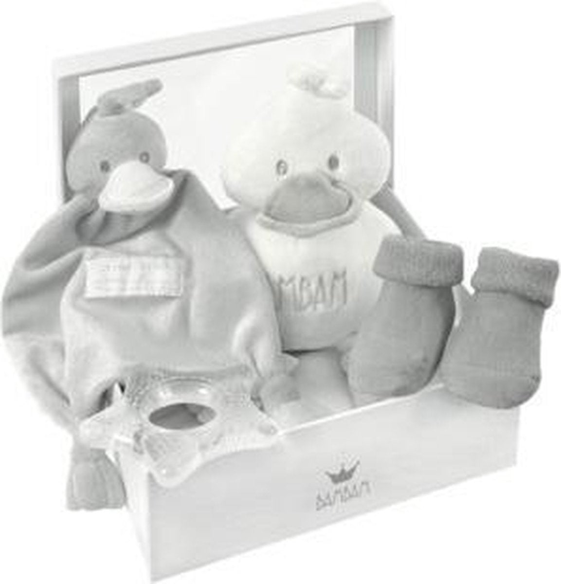 BamBam Cadeaudoos - Kraamcadeau Jongen & Meisje - Baby Cadeau - Pluche - Grijs