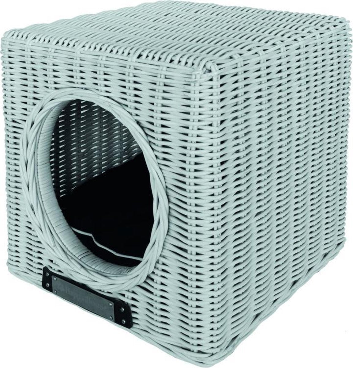 Happy-House Hocker Riet 41x41x46 cm Wit Bruin