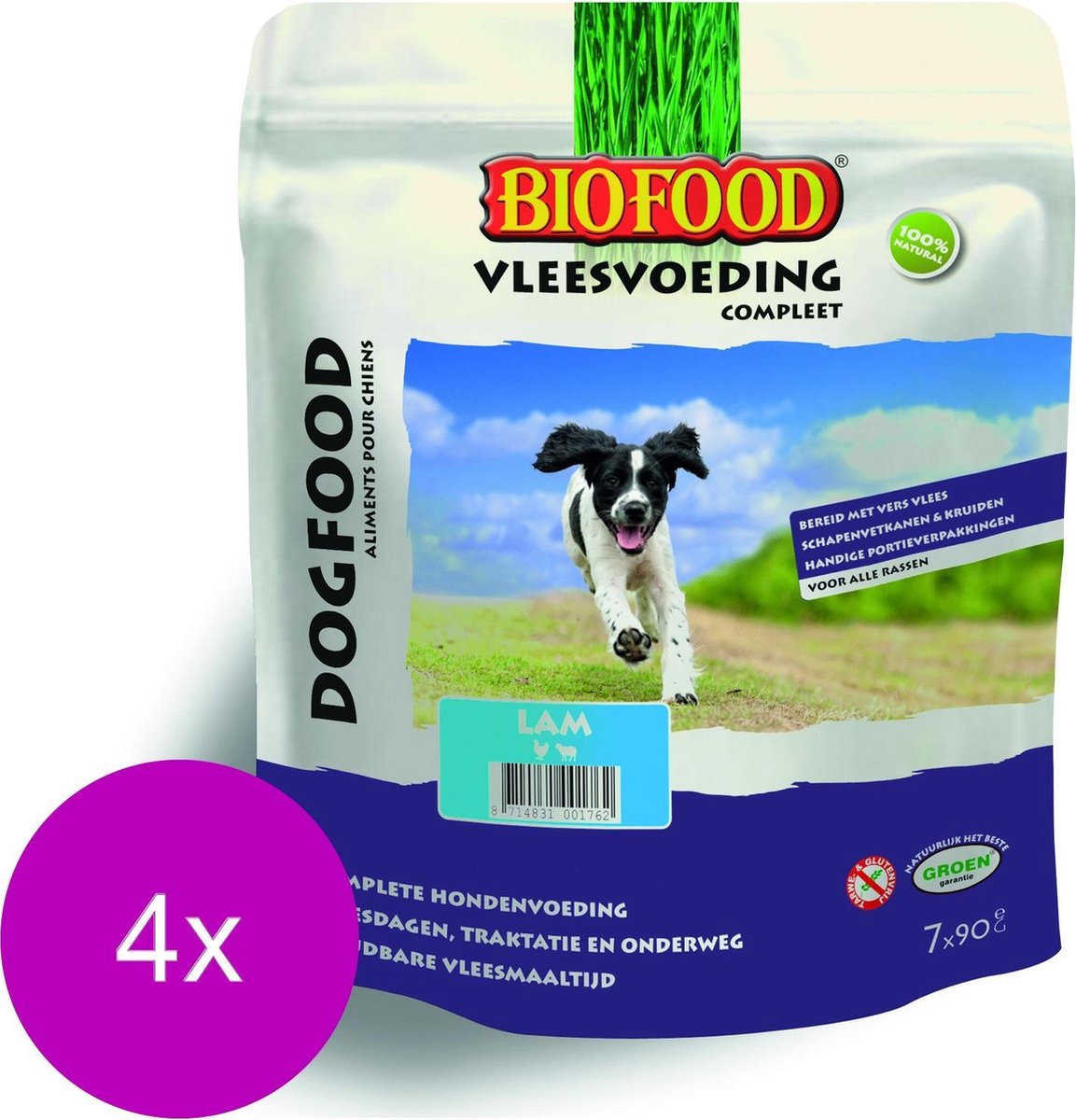 Biofood Vleesvoeding Compleet Lam - Hondenvoer - 4 x 800 g