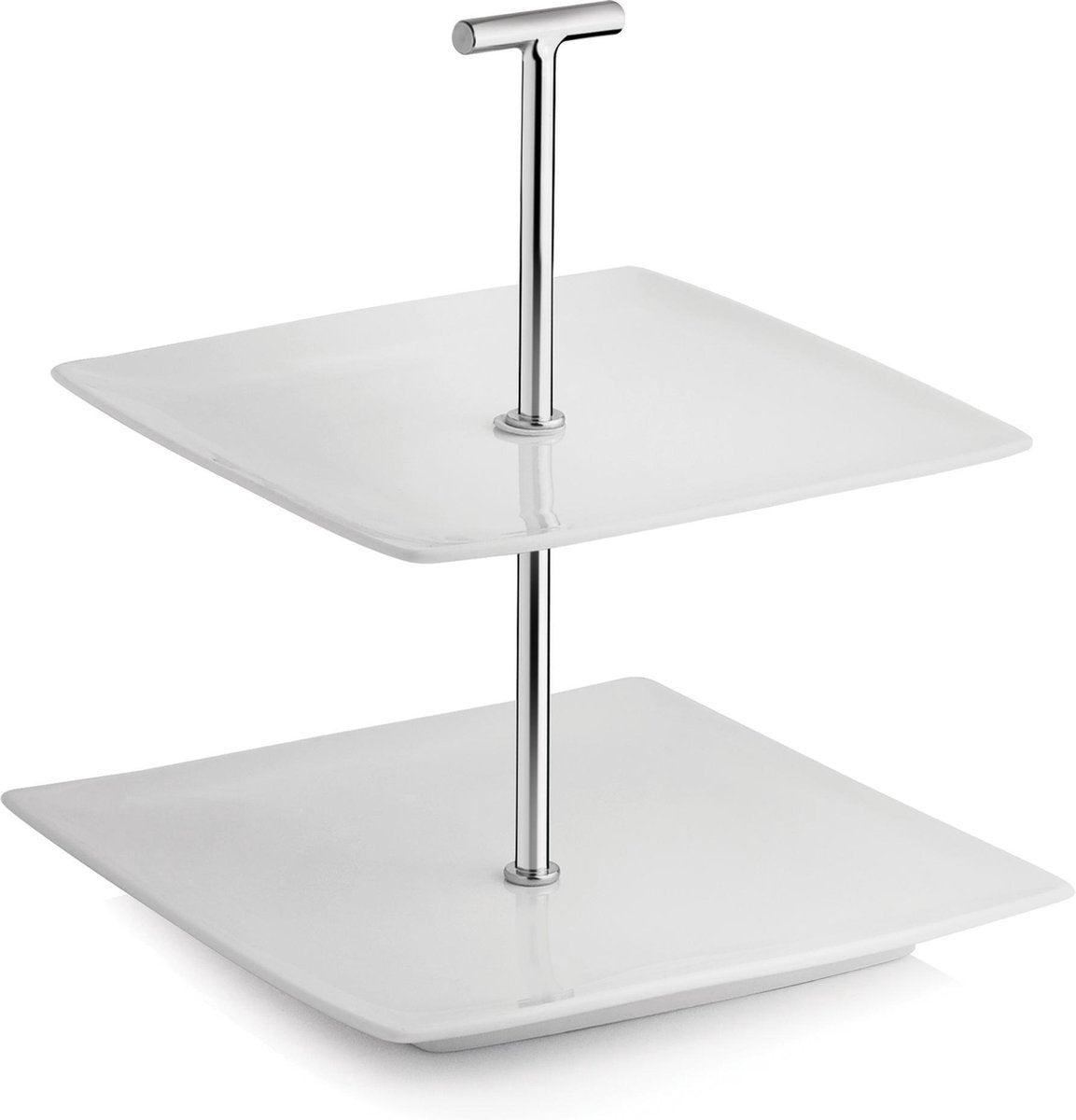 Yong Squito Serveertoren - 2-delig - 20 x 20 cm - Porselein - Wit