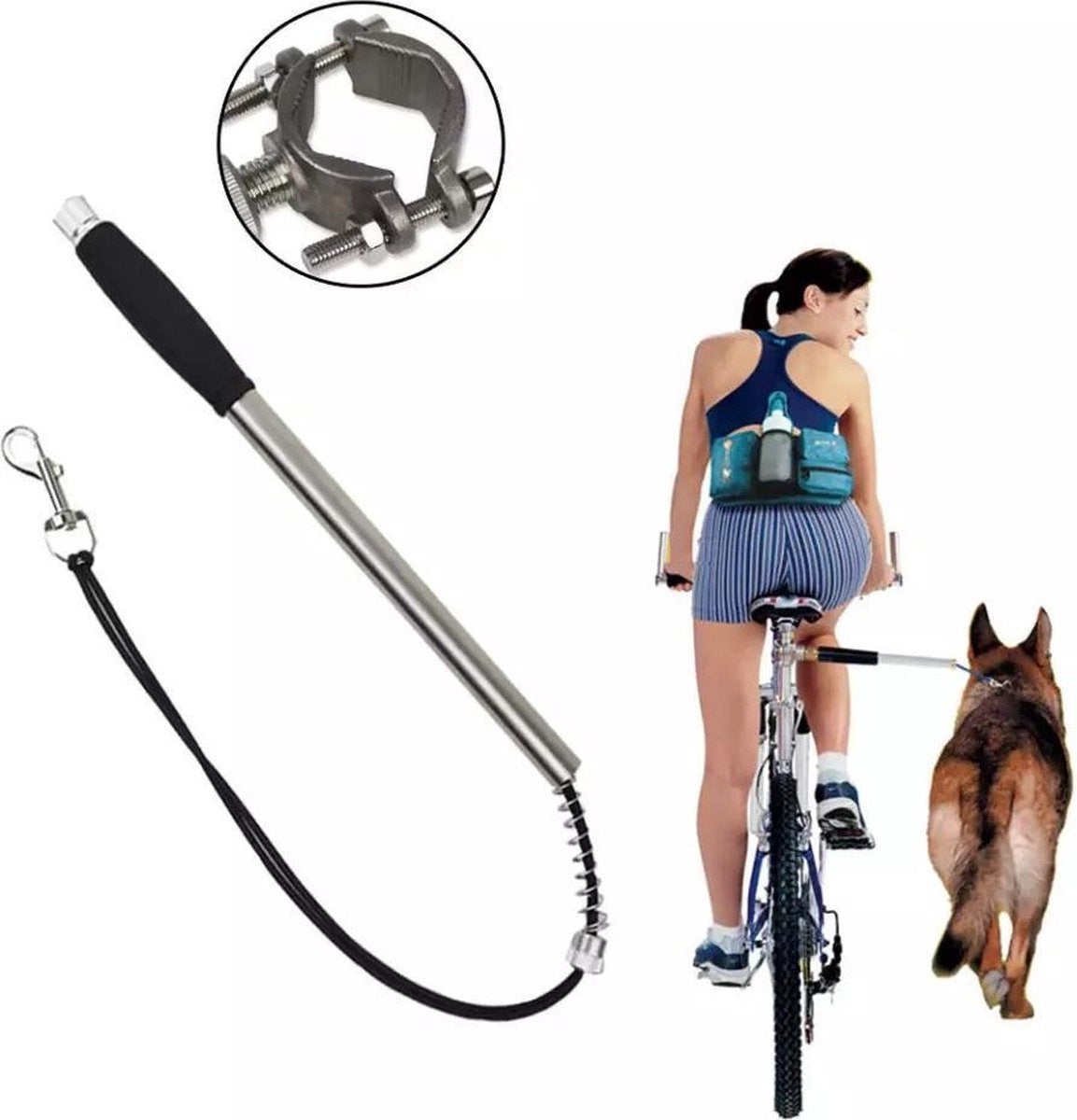 Fiets hondenriem - Fietsbeugel voor de Hond -Honden Fietsbeugel - Hondenlijn-Lijn Dog-  Afstandshouder hond