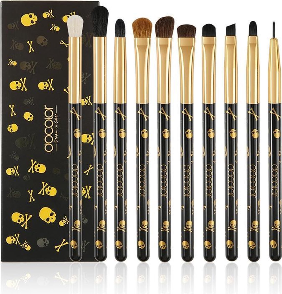 Dermarolling 10-Delige Zwart & Gele Make Up Kwasten Set P1005