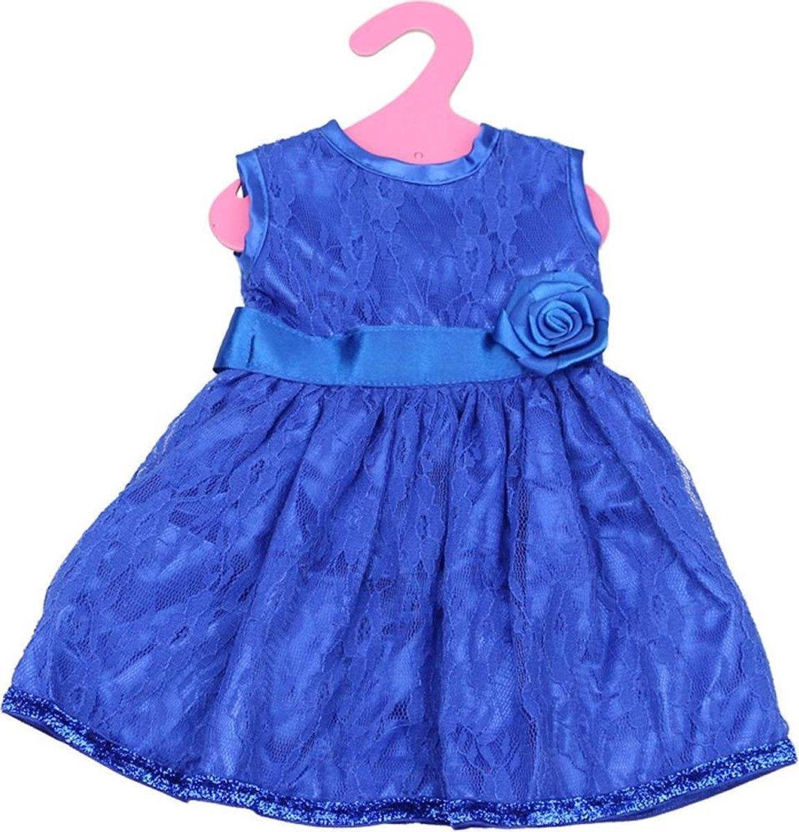 Dolldreams | Blauw jurkje met kant voor babypop zoals baby born - Poppenkleertjes - galajurk voor pop