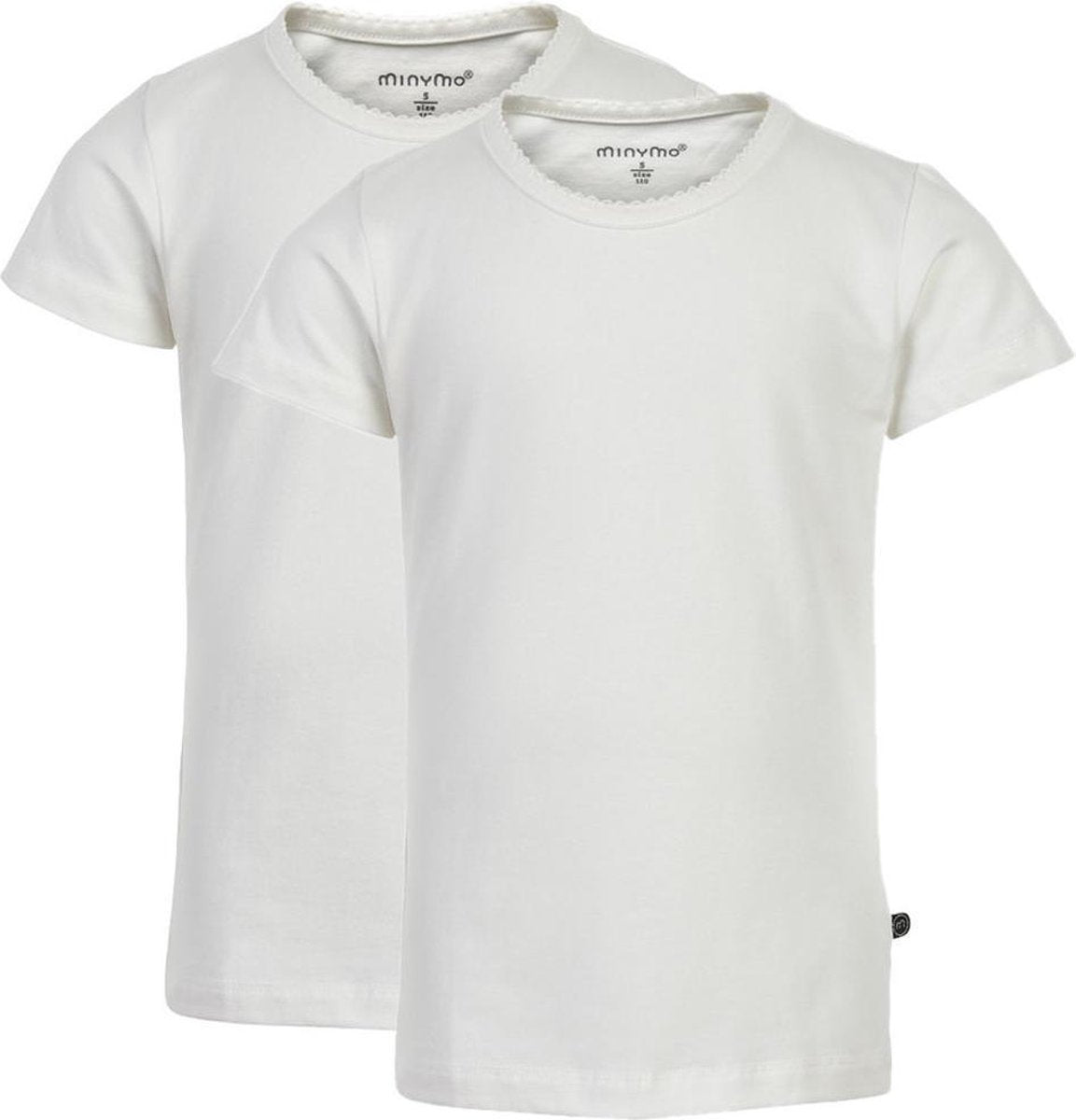 Minymo T-shirt Meisjes Katoen/elastaan Wit 2 Stuks Maat 104
