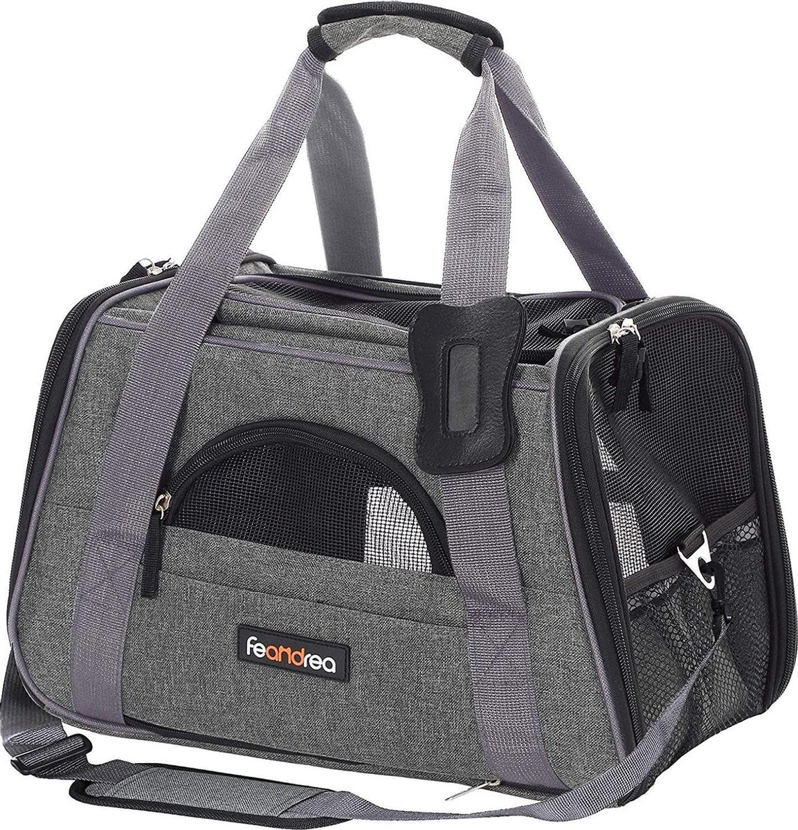 Nancy's Draagtas voor huisdieren - Draagtas hond - Draagtas kat - Donkergrijs - 44 x 25 x 28 cm