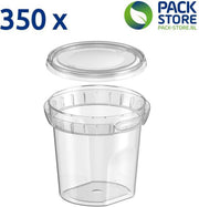 350 x Ronde 'on-the-go' bekers met deksel (250ml) - Transparant - Geschikt voor diepvries