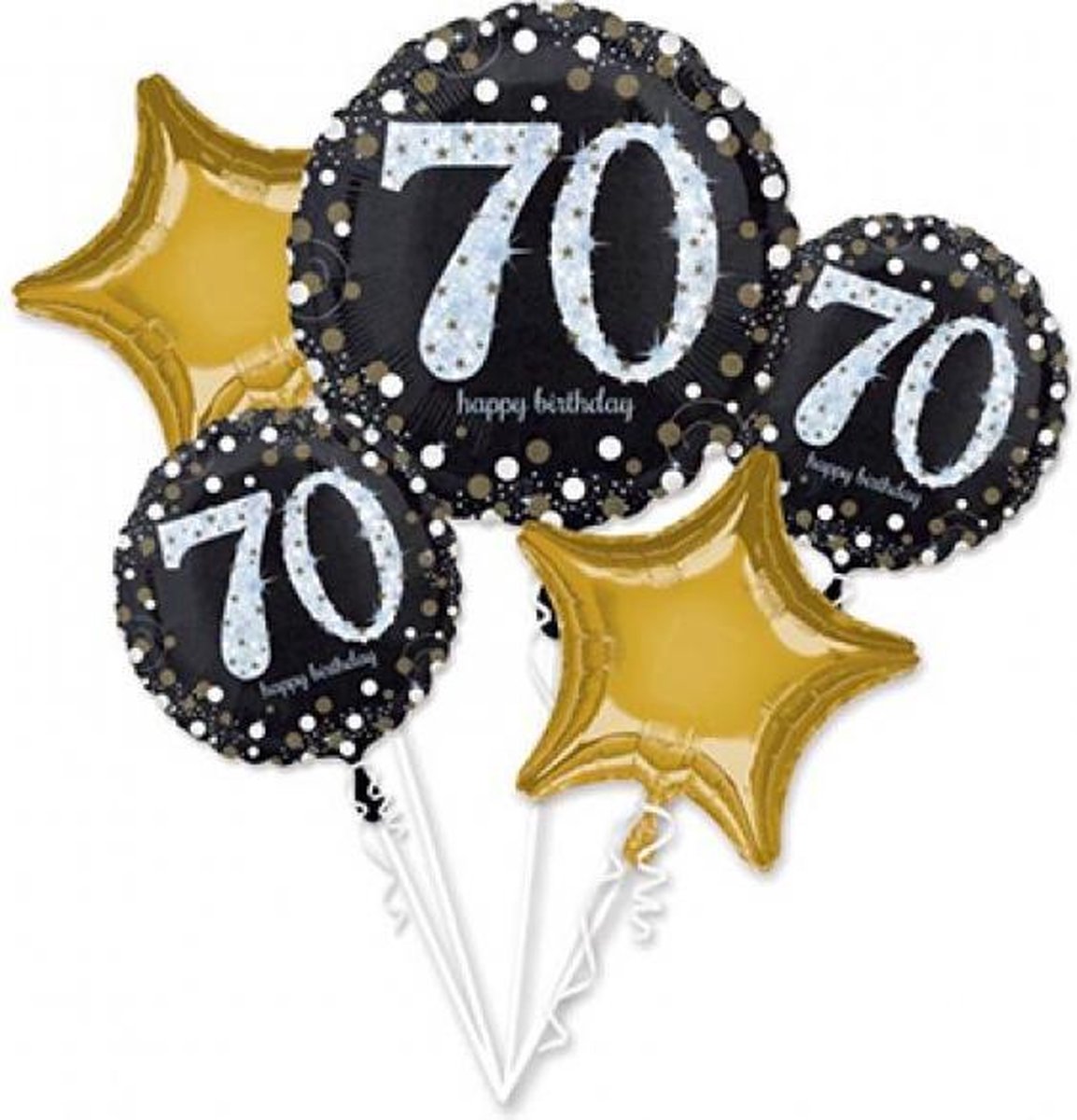 Anagram Folieballonpakket Sparkling 70th Birthday Zwart 5-delig