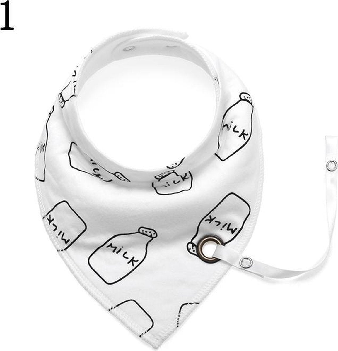 Kraamcadeau - babyshower - baby slabbetje met speenkoord - zachte stof binnenkant - bandana slabbetje - speenkoort - without lemons - Milk - chibaa