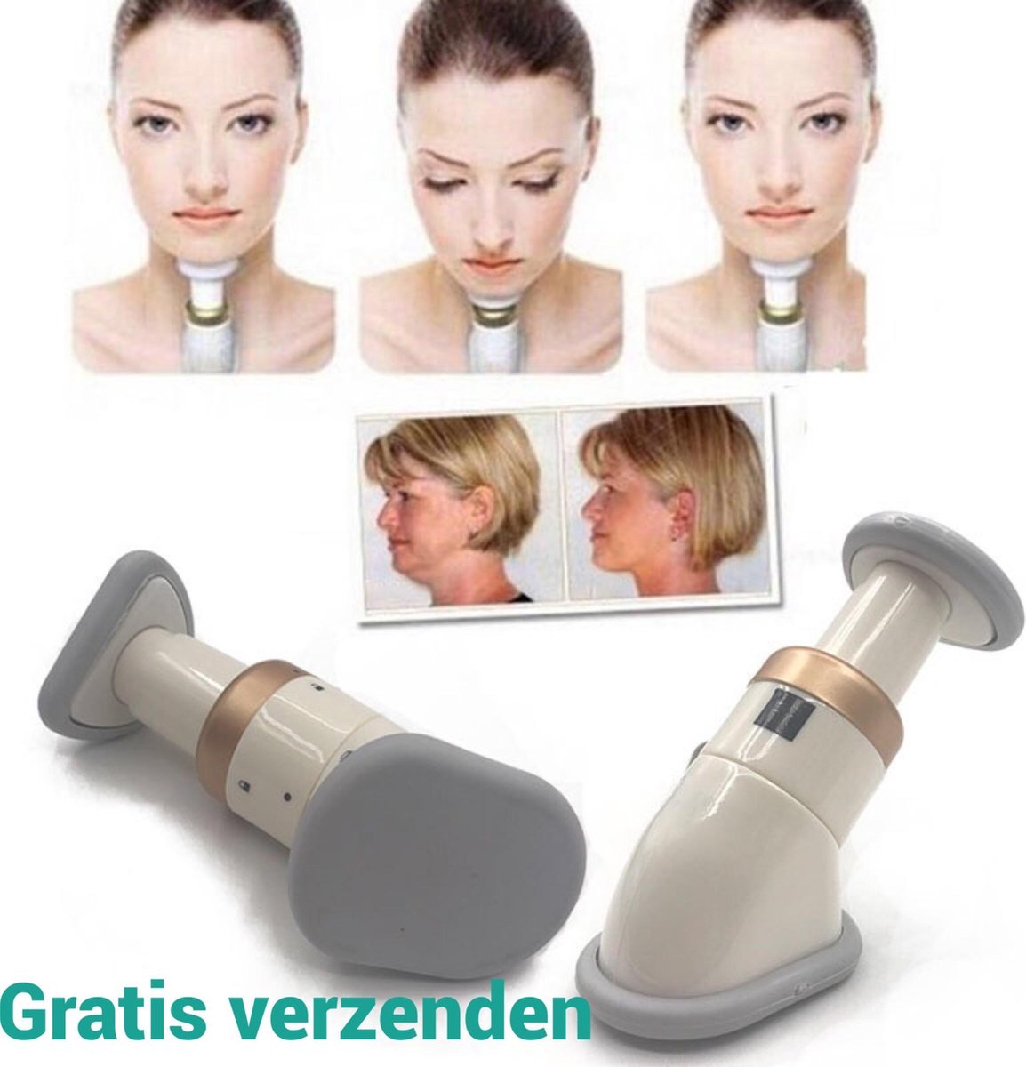 Saizi Dubbele Kin Afslanker & Nek Masseur massage  Nekmassage apparaat– onderkin – mooie kaaklijn -  Nek Masseur- Kaak trainer