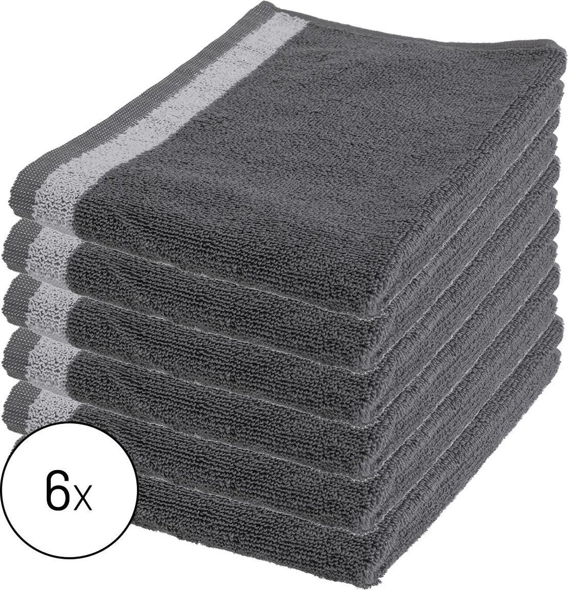 Byrklund Set Donker Grijs - 6x Keukendoek 50x50cm