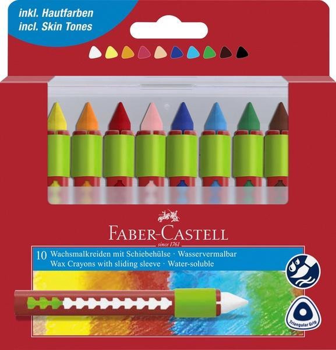 aquarel krijt Faber-Castell wateroplosbaar 10stuks FC-120014