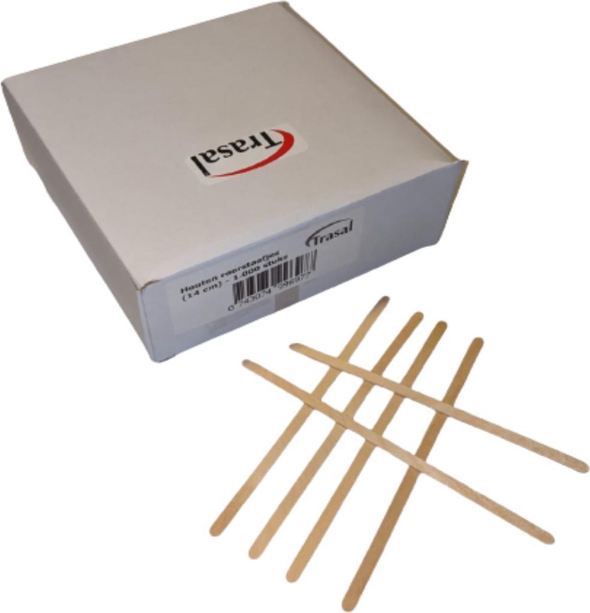 Trasal - 1.000x biobased houten roerstaafje 14 cm