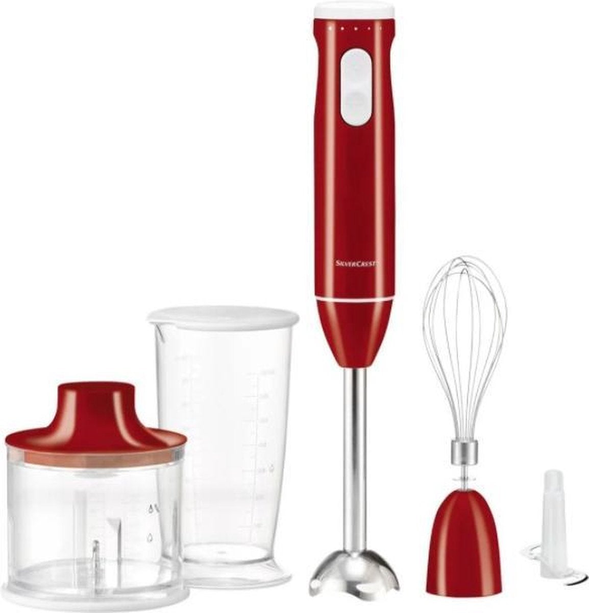 SILVERCREST® 3-in-1 staafmixerset Rood - 600W - Met 3 verschillende opzetstukken: een garde