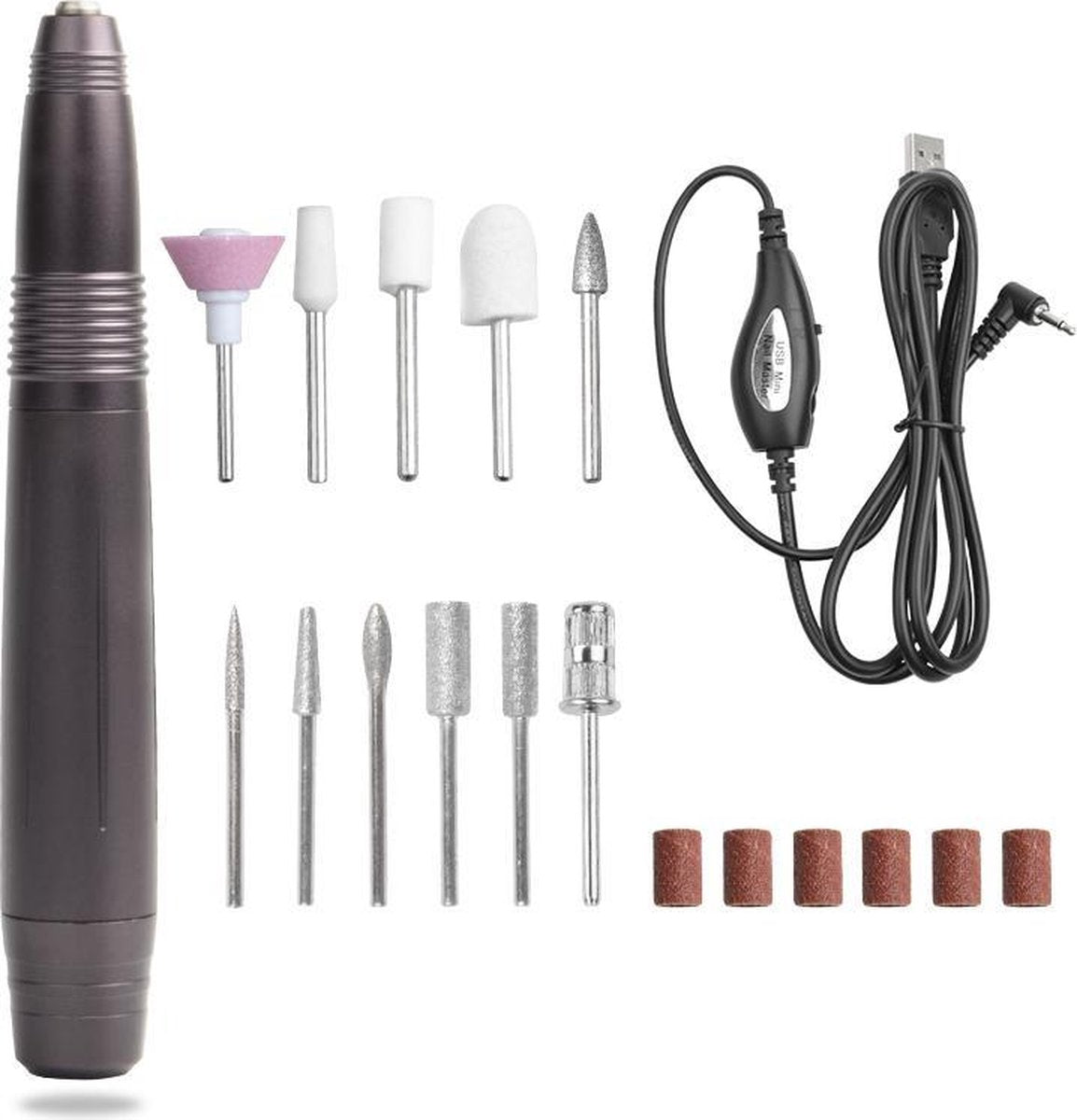 Glamour Care - Elektrische Nagelvijl met 11 Bitjes - Nagelfrees - Incl. Schuurrolletjes - Voor Acrylnagels/Kunstnagels/Gelnagels