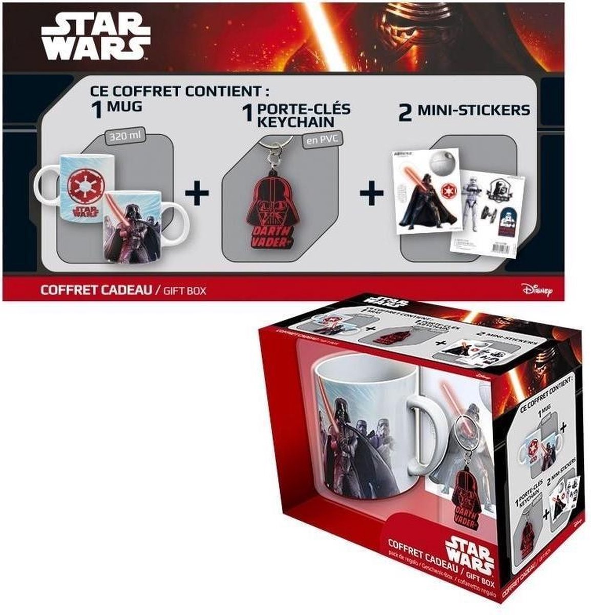 STAR WARS - Cadeauset - Mug320ml + sleutelhanger  + Sticker  Darth Vader