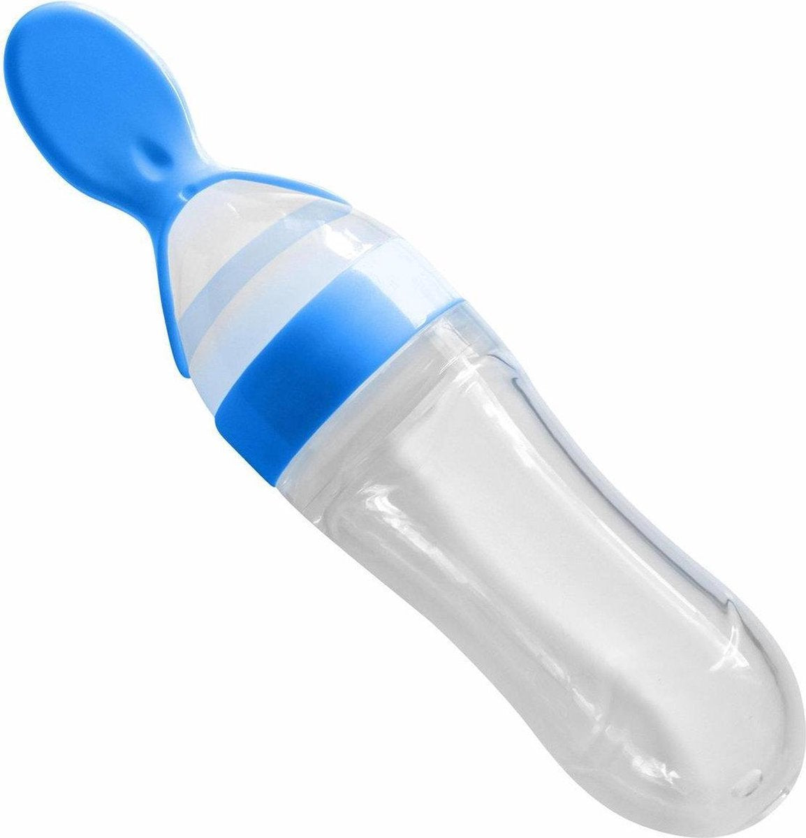 baby knijpfles - baby knijpfles met lepel - 90ml - Blauw - feeding spoon - flesje met lepel - knijpfles - silicone