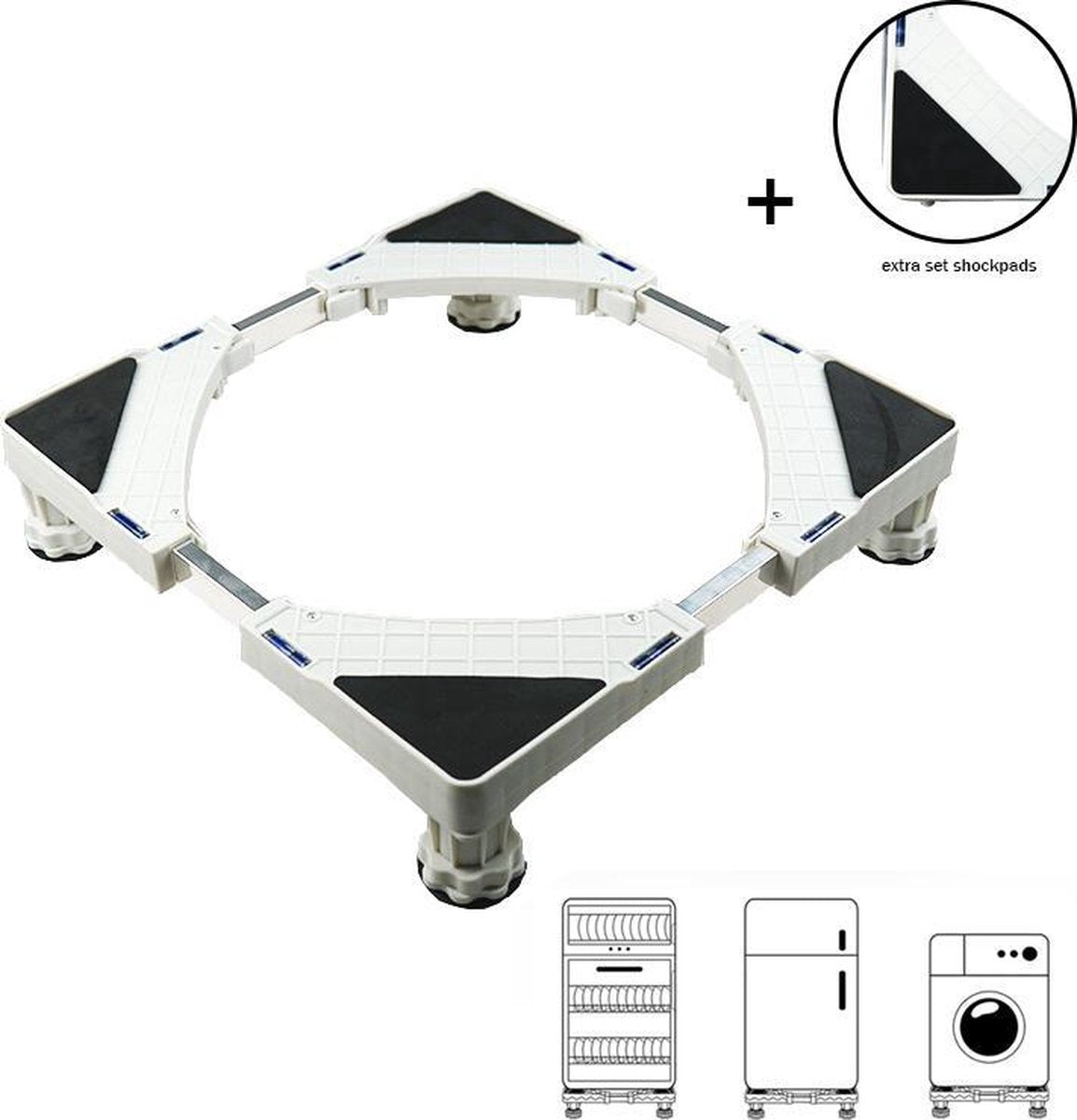 PROSIN® Wasmachine verhoger- Multitool – Vriezer – Koelkast – Vaatwasmachine – Droger – Booster – Opbouwmeubel – RVS – ABS – Multifunctioneel - Handig - Hulpstuk - Verhoger - Wit