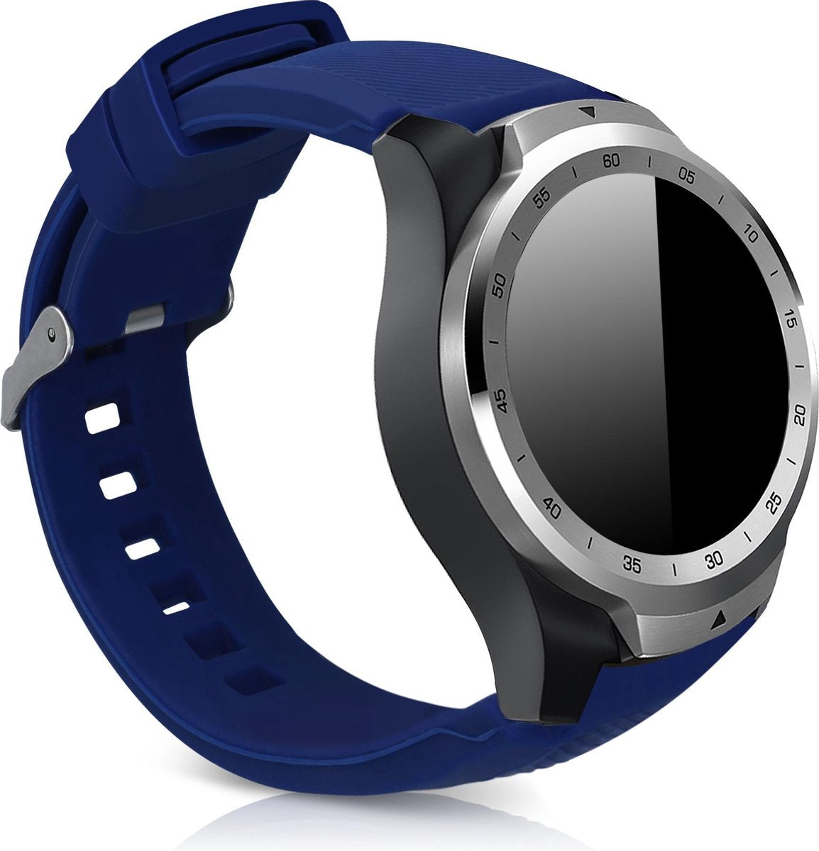 kwmobile horlogeband voor Ticwatch Pro Smartwatch - siliconen armband voor fitnesstracker - donkerblauw