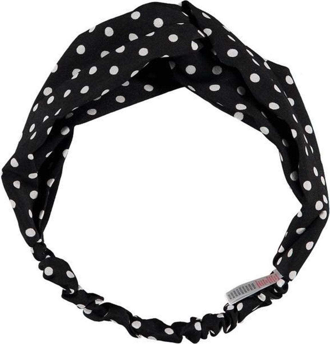 Sarlini Fashion Elastische haarband Bow | Zwart met witte dotjes