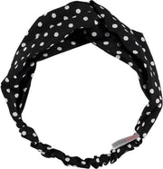 Sarlini Fashion Elastische haarband Bow | Zwart met witte dotjes