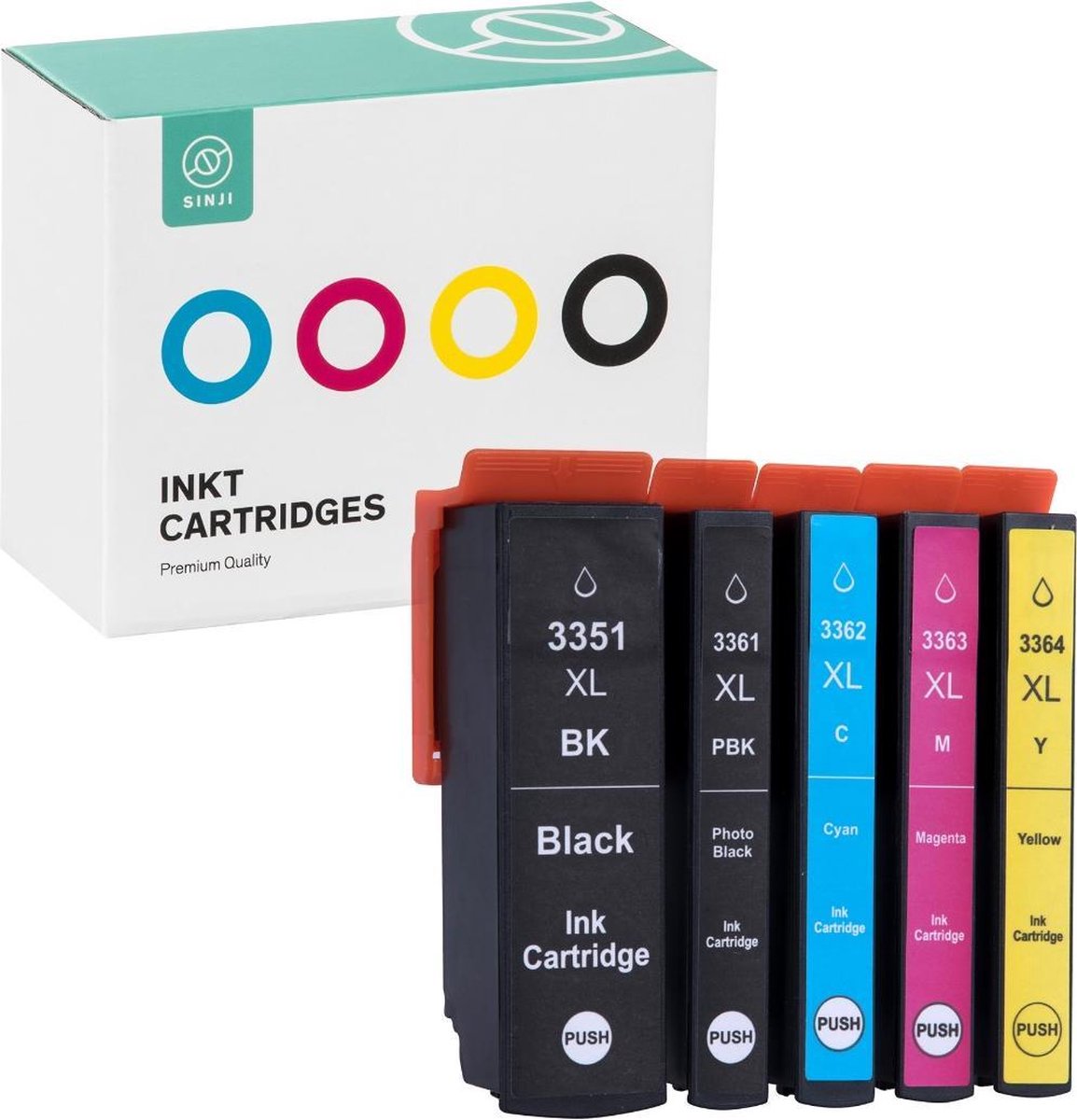 Sinji Inktcartridge voor Epson T33 (T3365) - Zwart & Kleur - Multipack -  Hoge capaciteit
