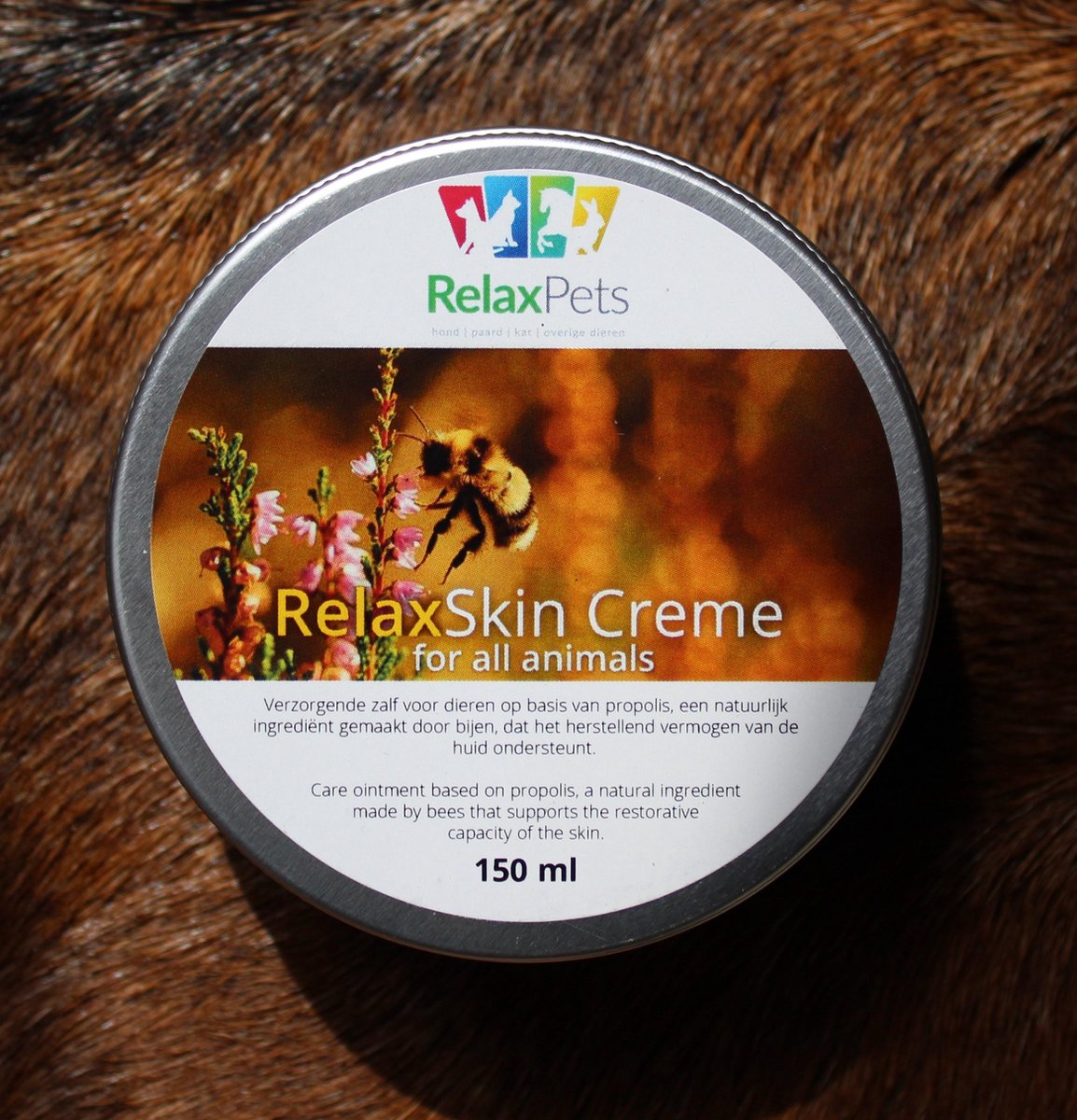 RelaxPets - RelaxSkin - Creme - Propolis Zalf - Verzorgend - Herstellend - Biologisch - Bijenproduct - 150 ml