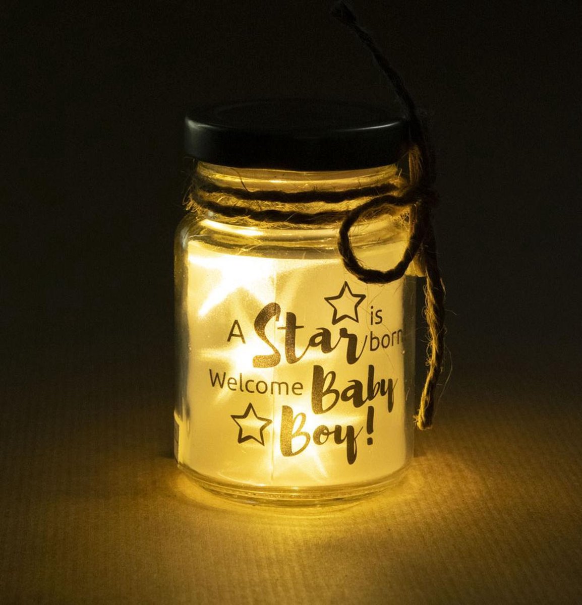 Babycadeau - Kraamcadeau - Geboortecadeau - Jongen - Starlight (klein model) - A star is born! Welcome Baby Boy! - In cadeauverpakking