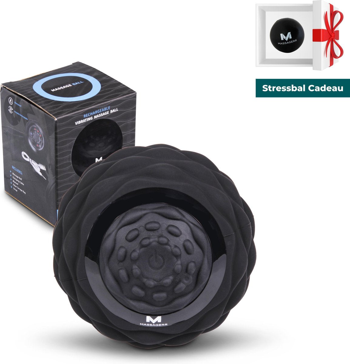 Massagerr® Vibrerende Massagebal - Triggerpoint Bal - 4 Tril Niveaus - Zwarte Massage Bal