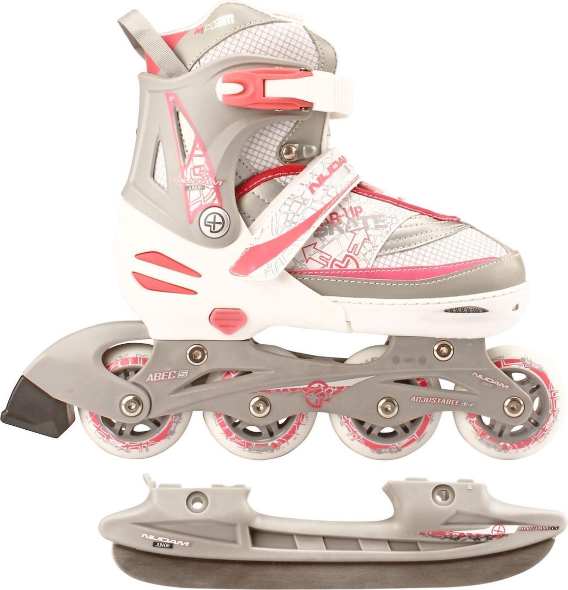 Nijdam Junior Skate/Schaats Combo - Semi-Softboot - Wit - Maat 27-30