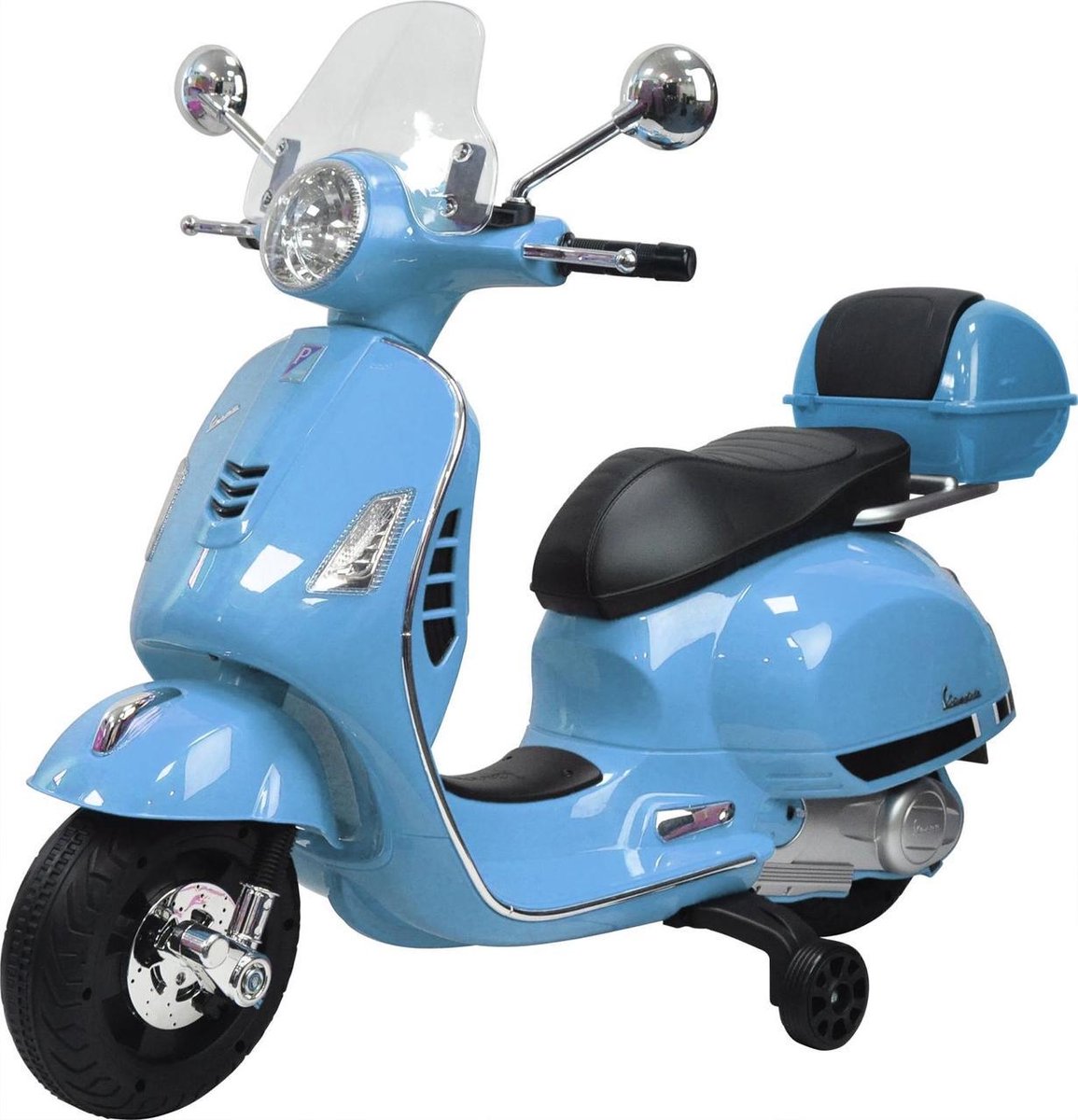 Elektrische Kinderscooter Vespa Blauw 12V met Windscherm
