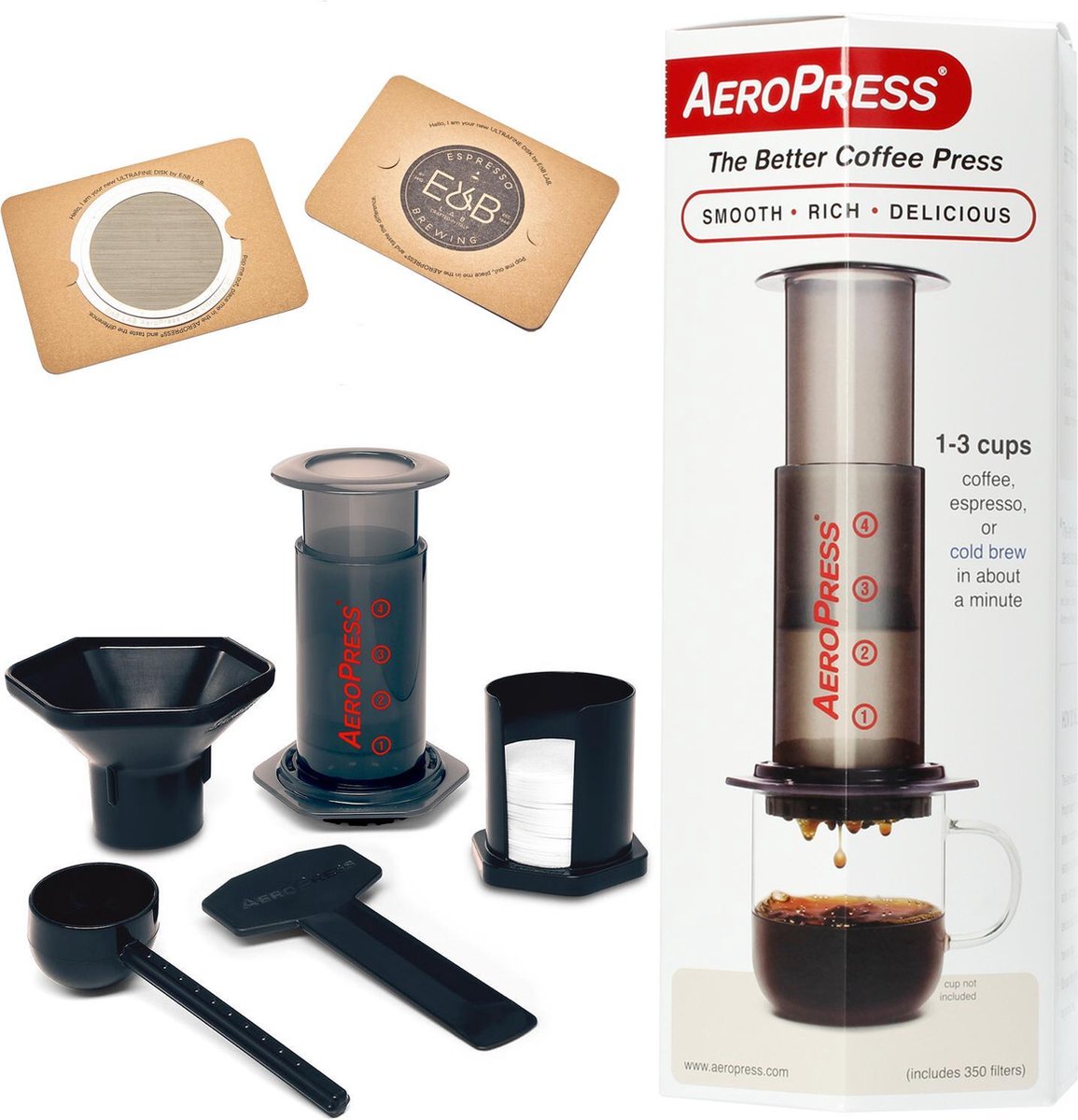 Aeropress Coffee Maker + IMS E&B LAB Koffie Filter RVS 35 micron