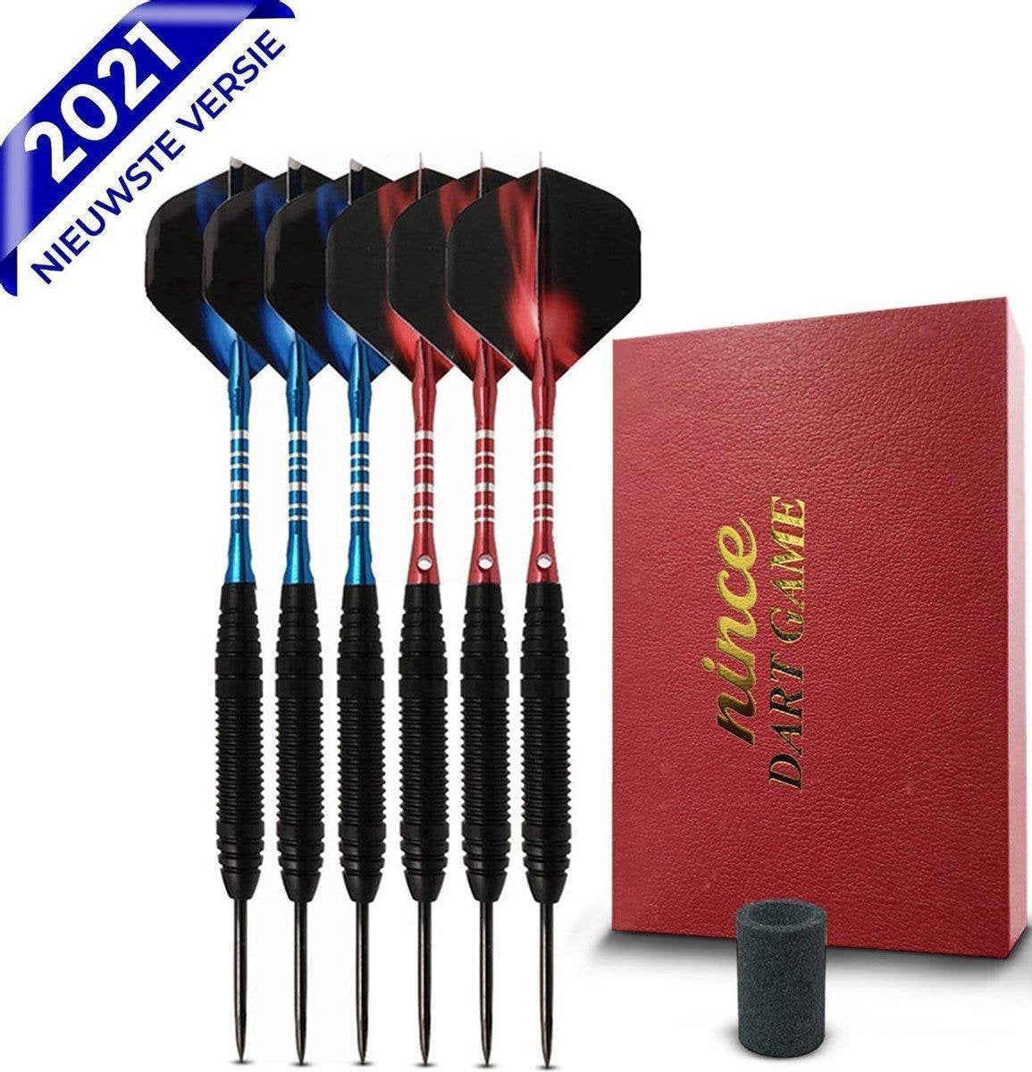 Nince Premium Dartpijlen van Hoge Kwaliteit Steeltip - Set van 6 - Dartpijltjes 24 Gram - Origineel cadeau