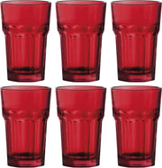 6x Drinkglazen/waterglazen rood 300 ml - Rode stapelbare glazen - Picardieglazen - Sapglazen - Koude en warme dranken