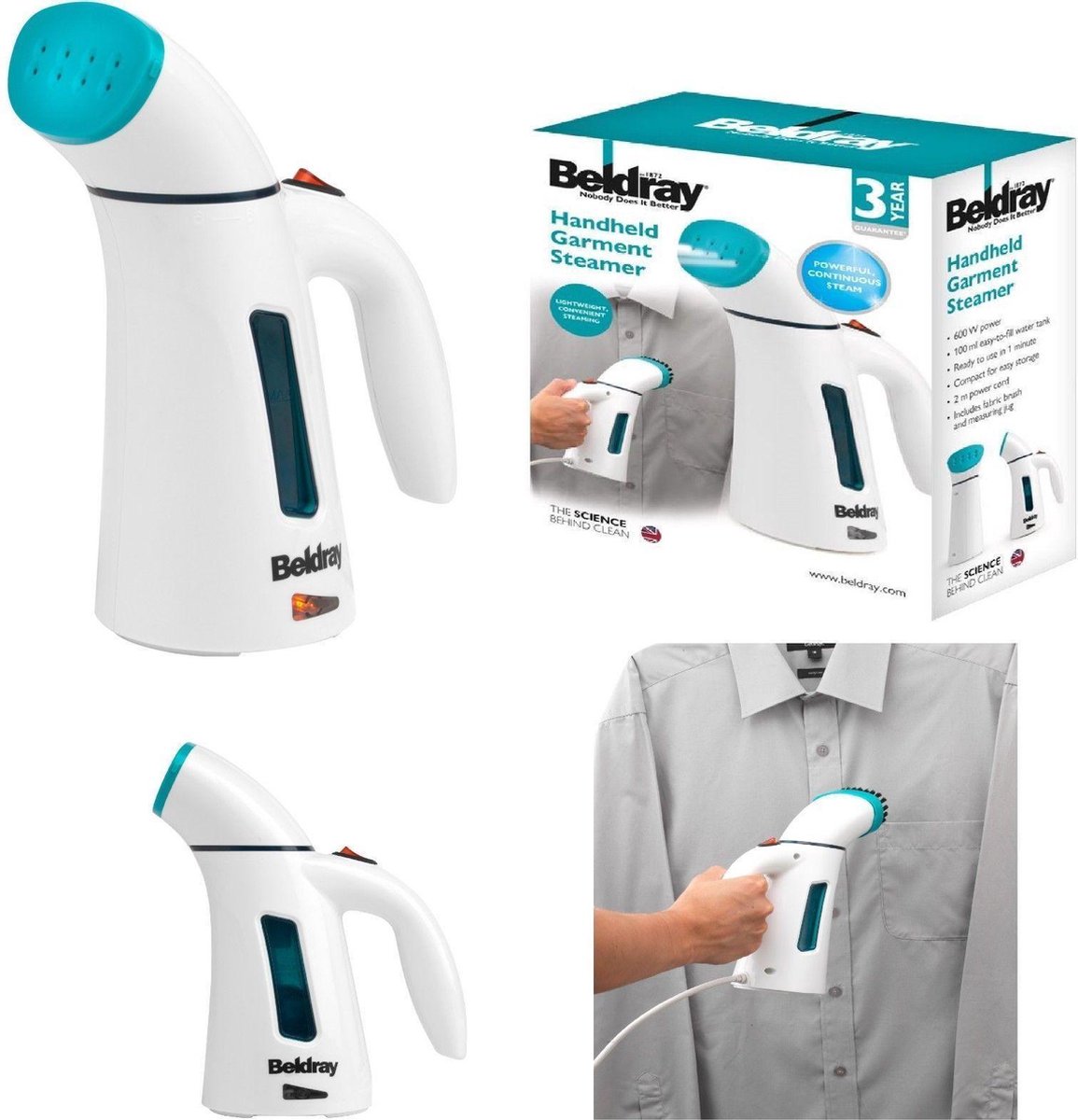 Beldray Handheld kledingstomer Kleding Quick Steamer en stofborstel 600W