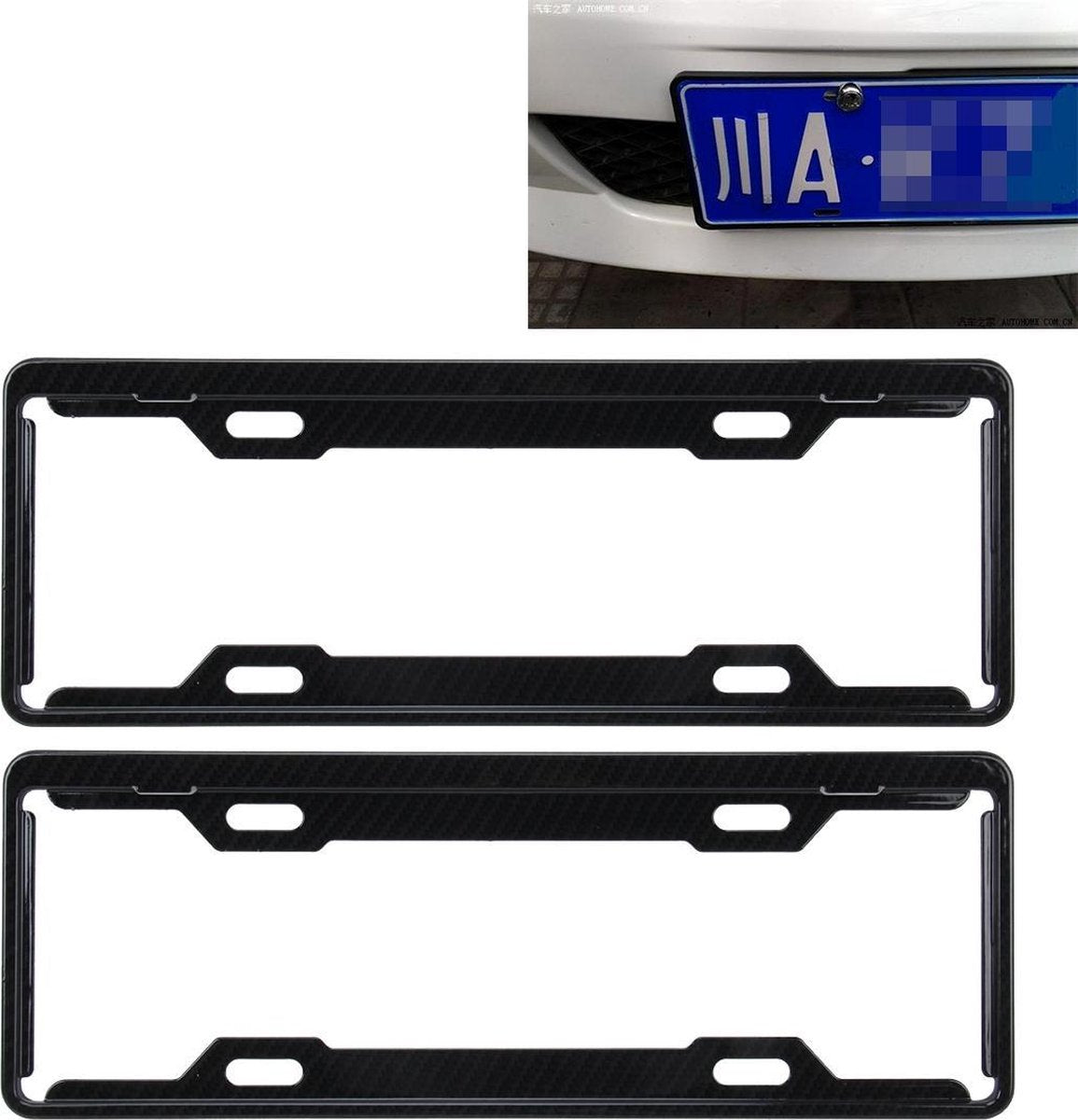 2 STUKS Carbon Lead Kentekenplaatframe Eenvoudig en mooi Auto Kentekenplaat framehouder Universele kentekenplaathouder (zwart)
