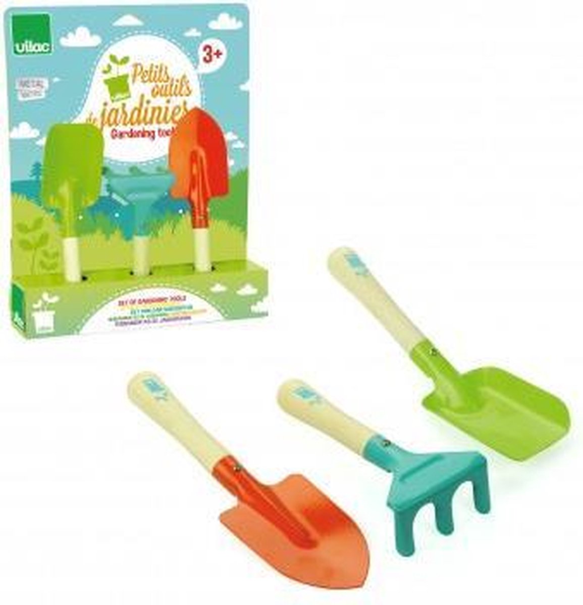 VILAC tuingereedschap voor kinderen - 3-delig set van metaal & hout.