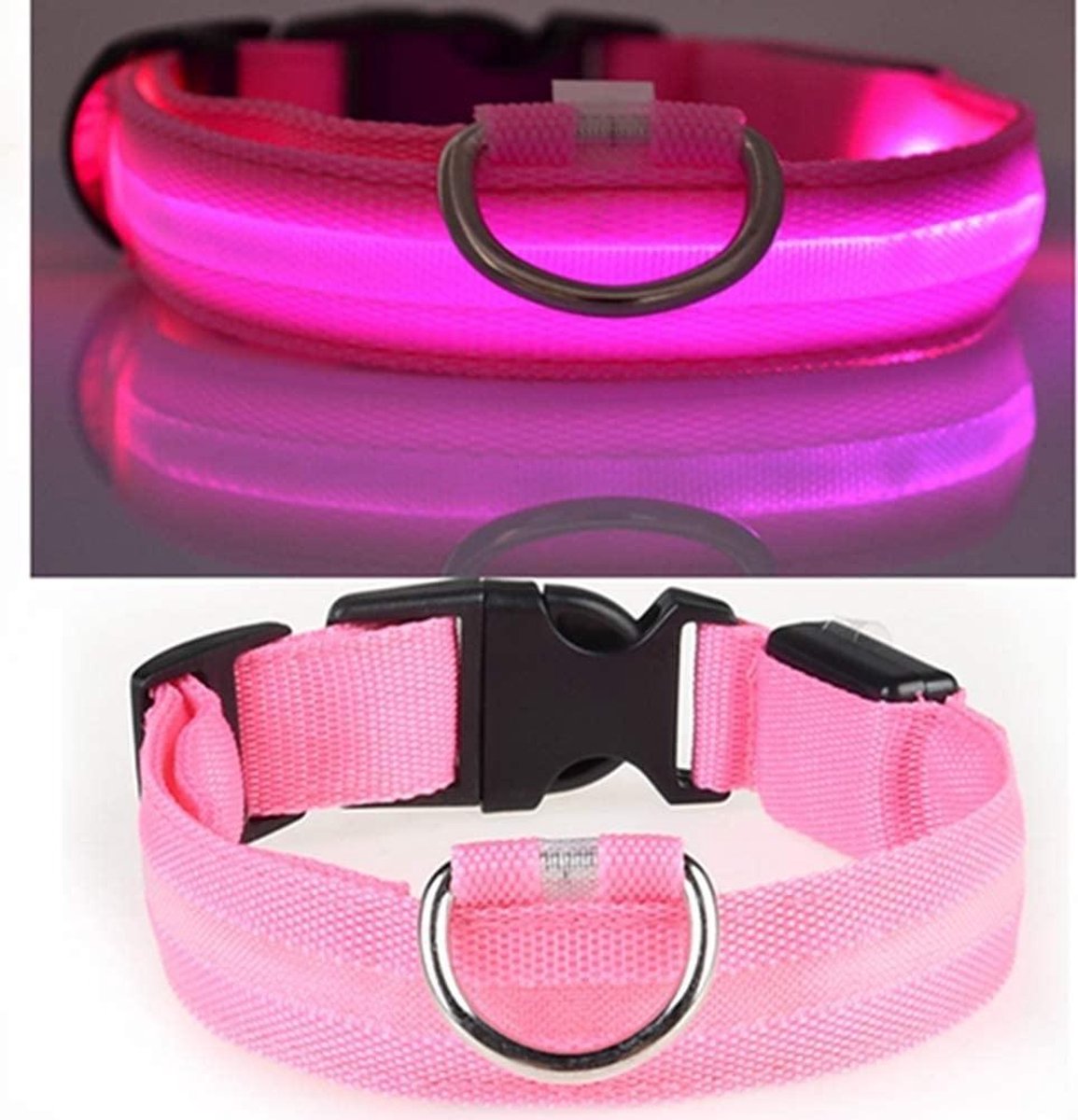 Roze LED hondenhalsband USB oplaadbaar Super Bright Safety Pet Collar verhoogde zichtbaarheid