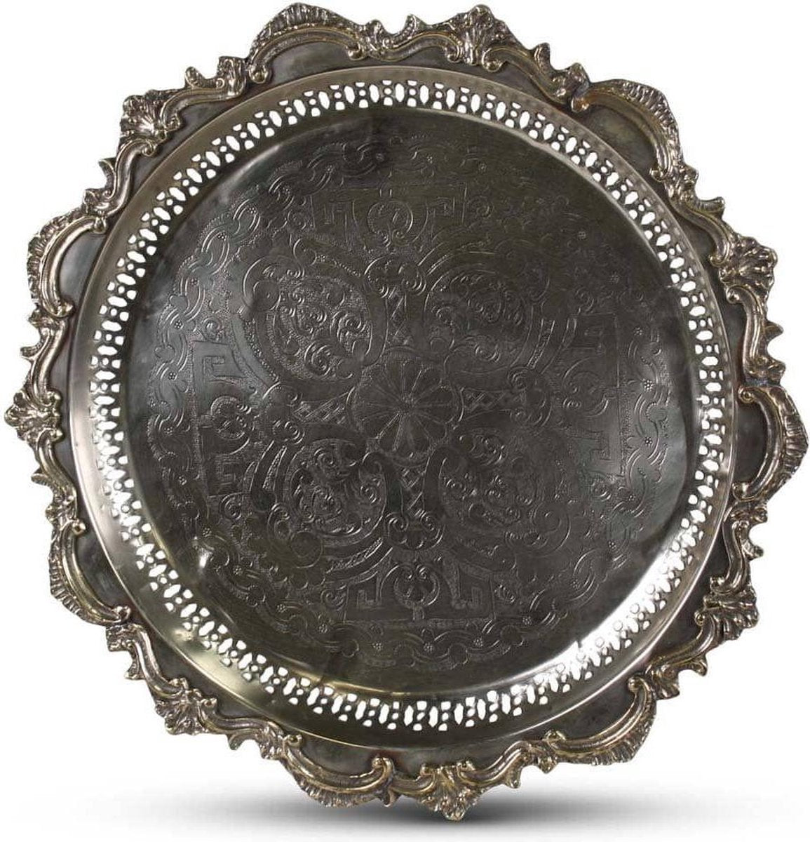 Marokkaanse Dienblad Zilver Ø 47 x 5cm Vintage