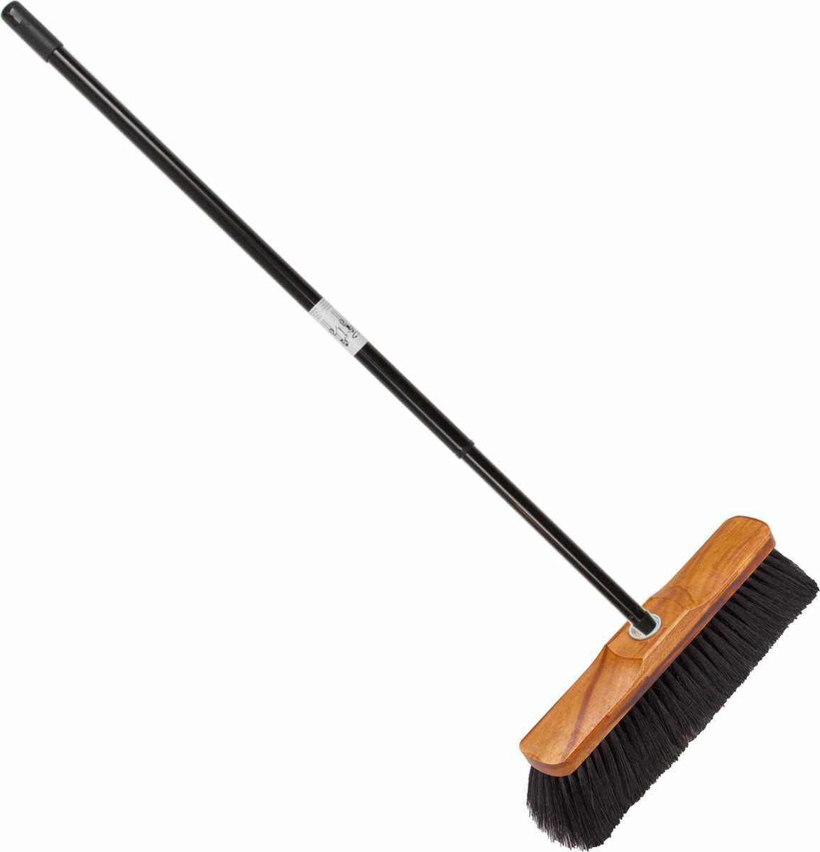 Houten binnenbezem 28 cm inclusief metalen telescoopsteel zwart/bruin 80 - 130 cm - Zachte kamerbezems